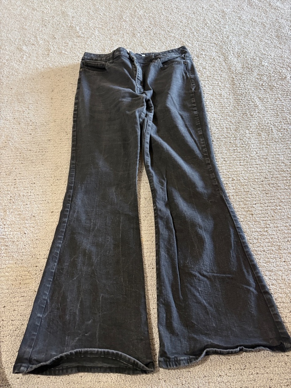 Elizabeth and James Black Flared Wide-Leg Jeans